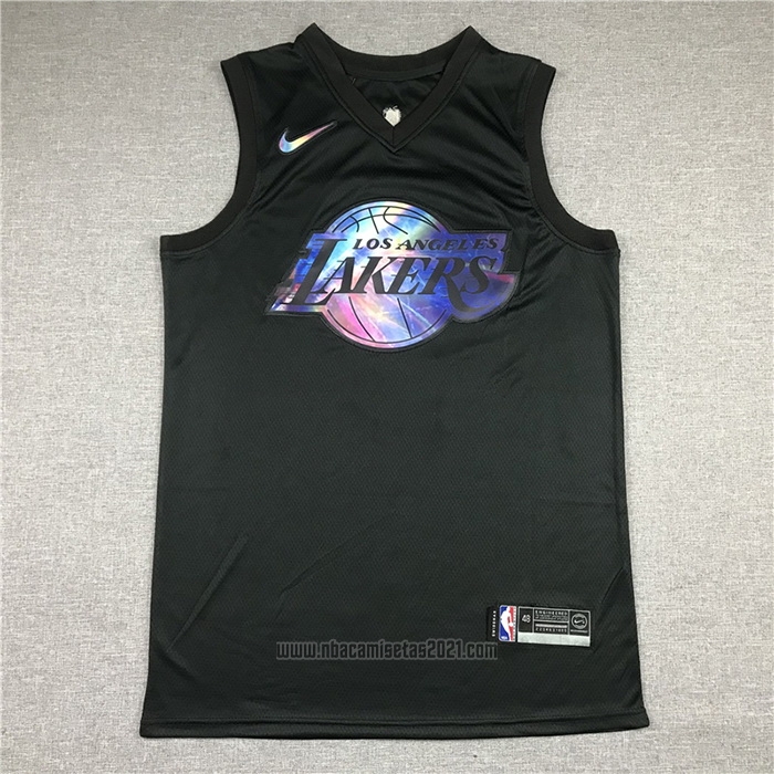Camiseta Los Angeles Lakers Anthony Davis #3 Iridescent Logo Negro